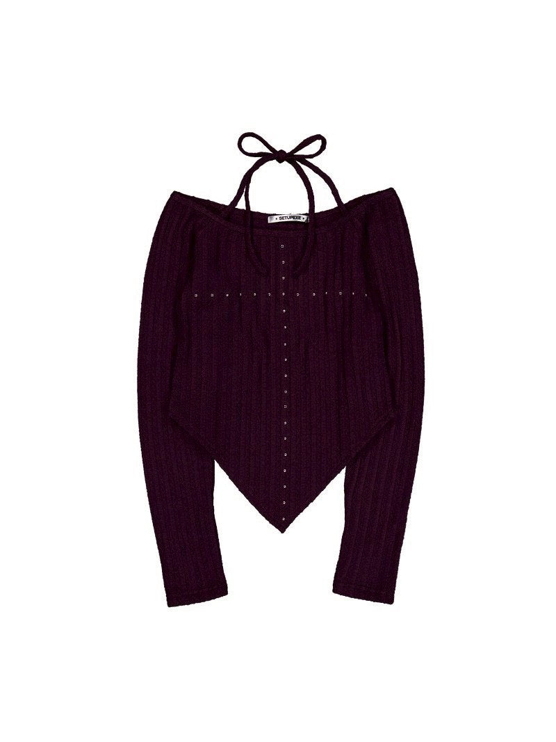 【SETUP‐EXE】WESTERN CROSS TOP / 【セットアップエグゼ】クロスオフショル長袖Tシャツ