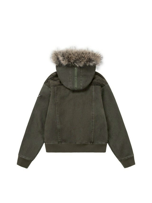 【AAKAM】Fur Camo Contrast Jacket