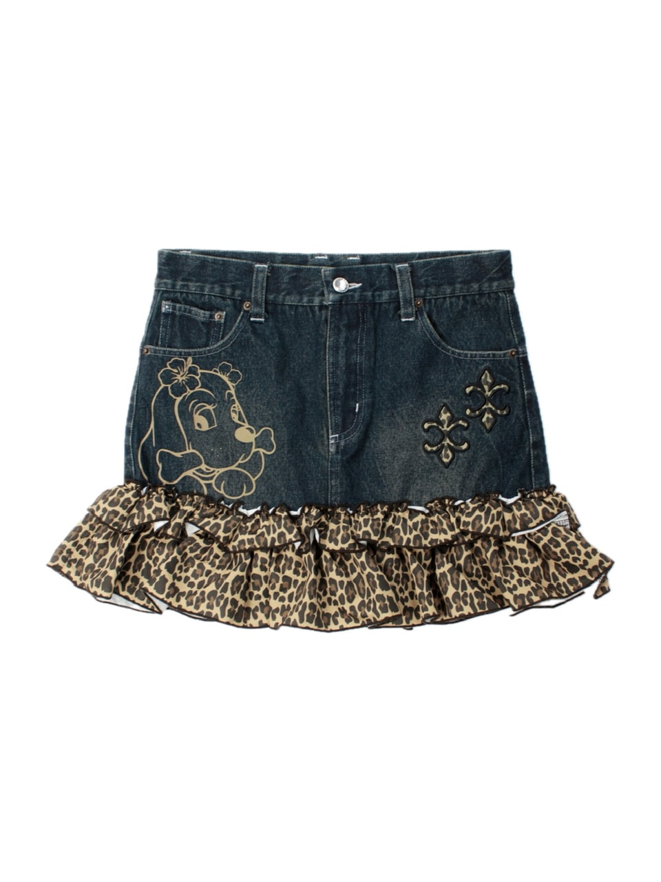 【GALFY】GALちゃんフリフリSK / 【ガルフィー】レオパードフリルデニムミニスカート