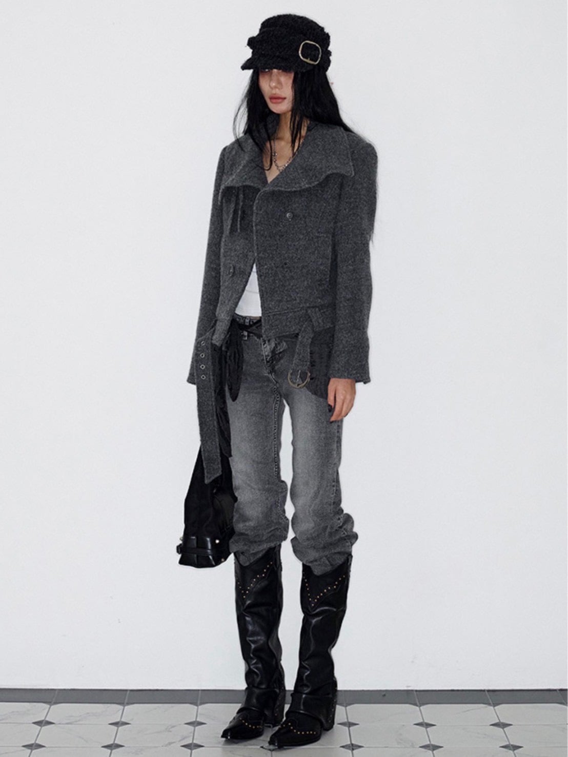 【NOT KNOWING】Buckle Bellboy Cap