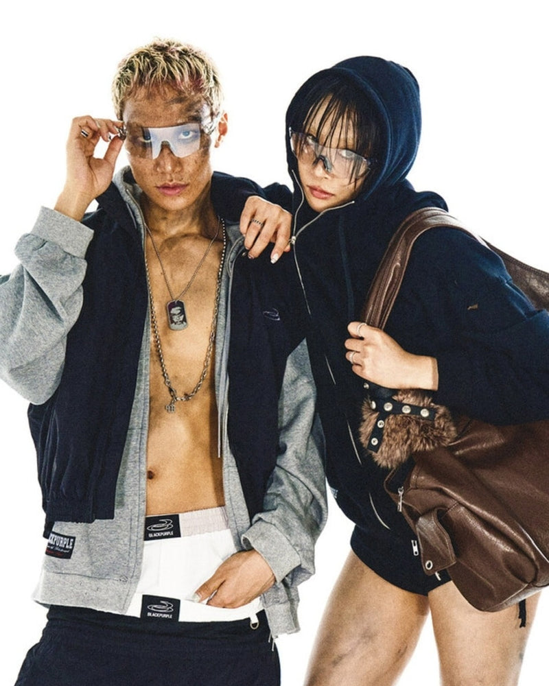 【BLACK PURPLE】Shadow Loop Zip-Up Hoodie