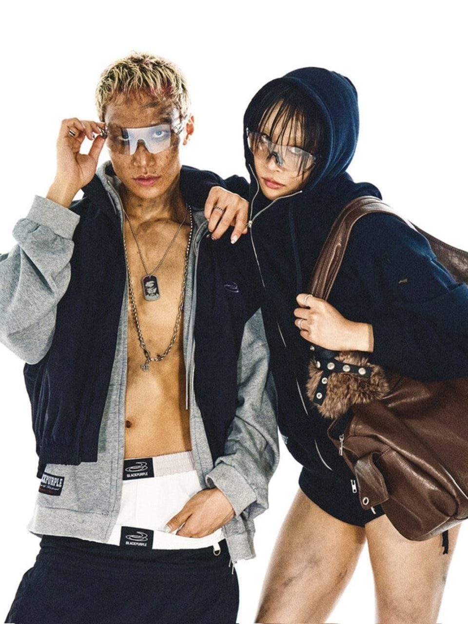 【BLACK PURPLE】Shadow Loop Zip-Up Hoodie
