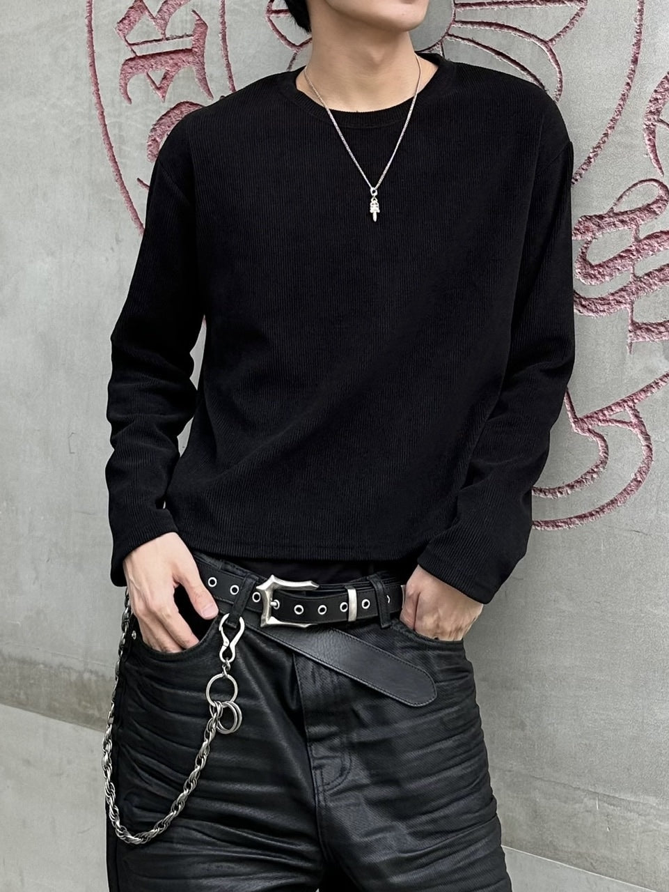 大阪店WEB限定受注制【Chikashitsu＋】cropped waffle long sleeve / 【チカシツプラス】クロップワッフルロングスリーブ (2color)