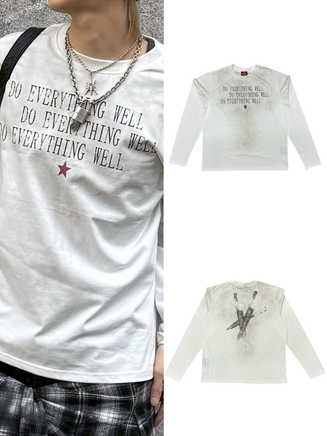 国際配送【Never mind the XU】stencil logo long sleeve tee