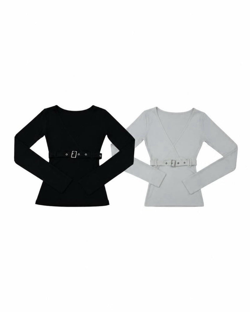 受注制【nmtc+】Belt Wrap Long Sleeve Top (2color)