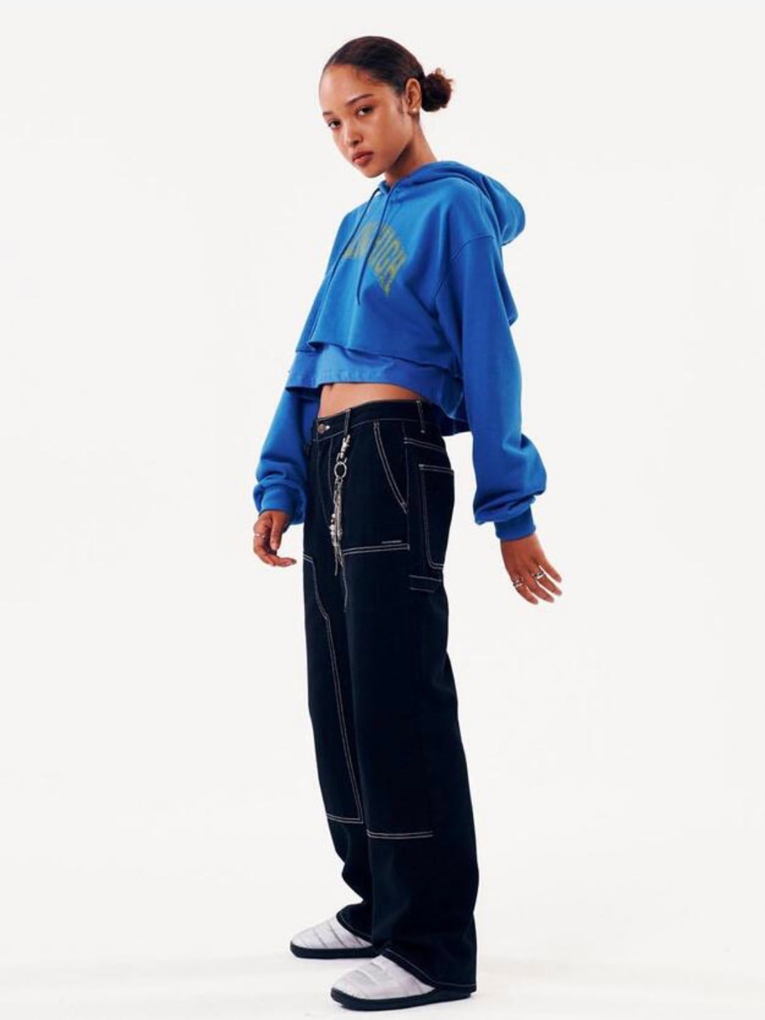 【running high】ARCH LOGO LAYERED CROP HOODIE