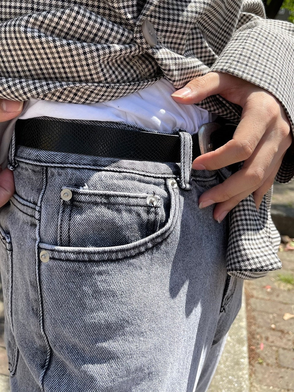 受注制【Chikashitsu +】semi wide denim pants