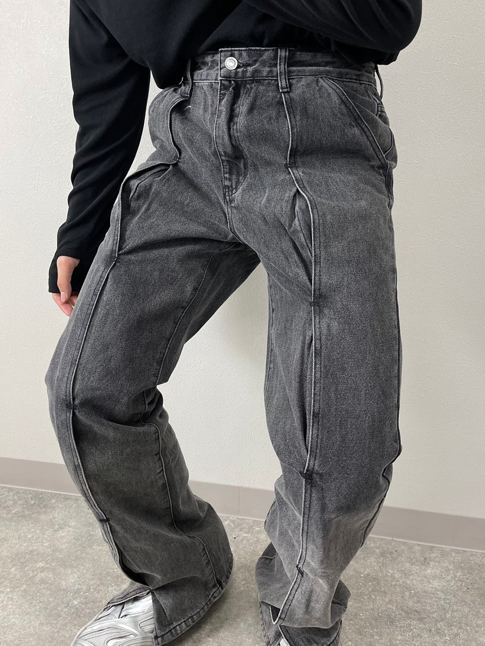 受注制【Chikashitsu +】design denim pants