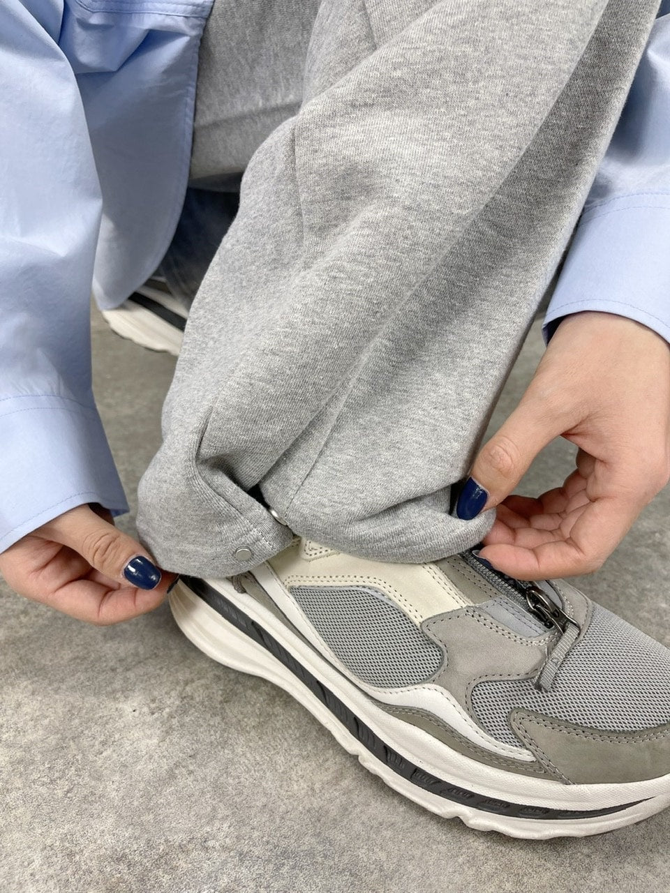 受注制【Chikashitsu +】snap button sweat pants (2color)