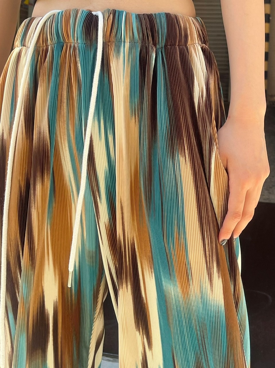 受注制【Chikashitsu +】mixed summer pleats pants (2color)