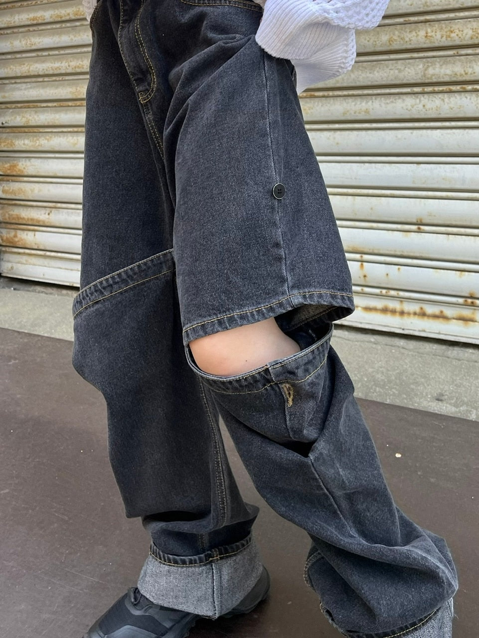 受注制【Chikashitsu +】docking 2way denim pants