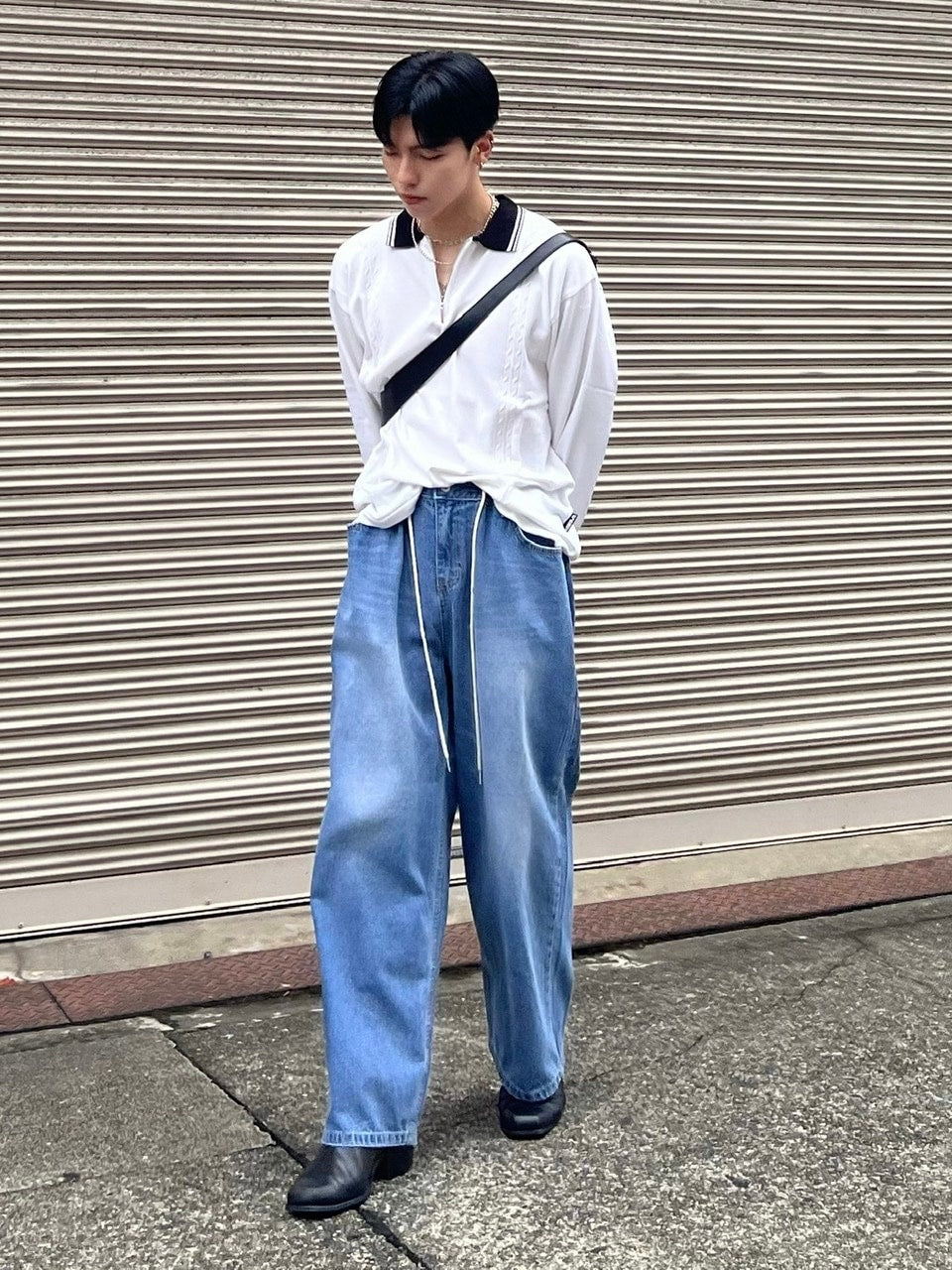 受注制【Chikashitsu +】rope wide denim pants (3color)