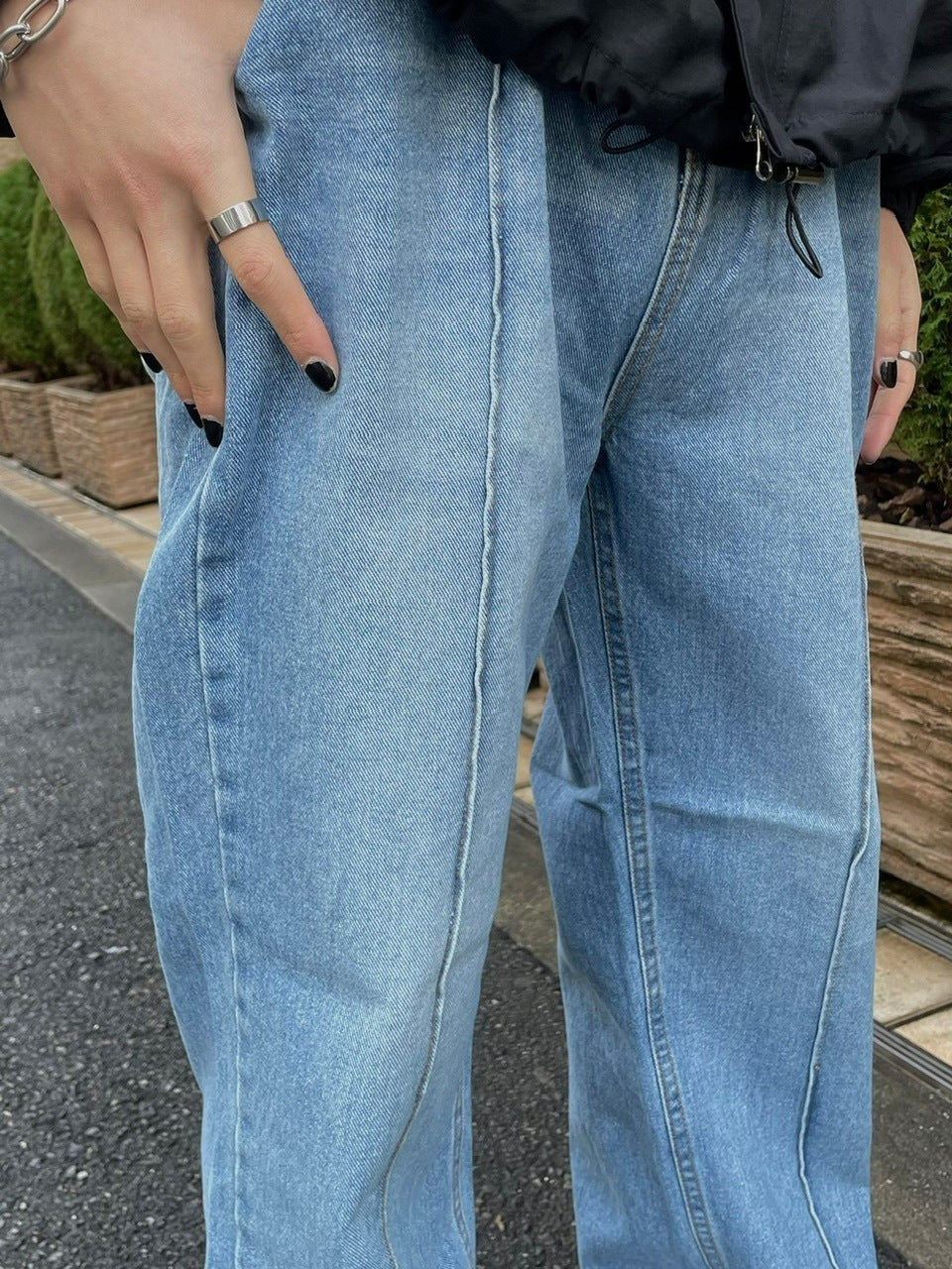 受注制【Chikashitsu +】center press denim pants 2