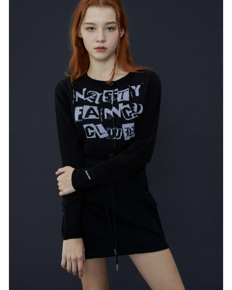 【FANCY CLUB】FANCY STAMP CROP CARDIGAN
