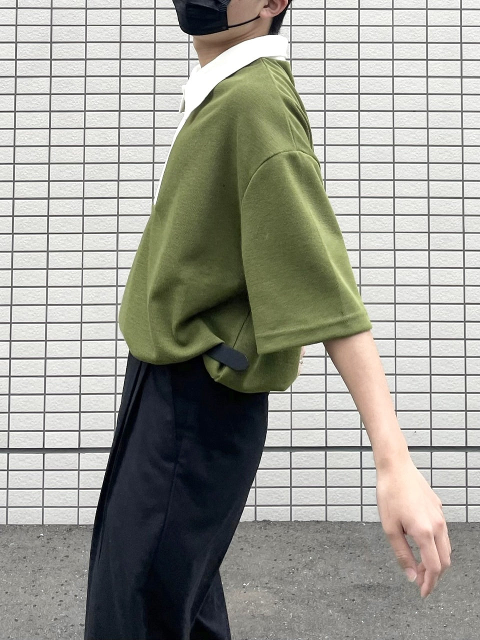 受注制【RENOL】bi-color collar tee (2color)