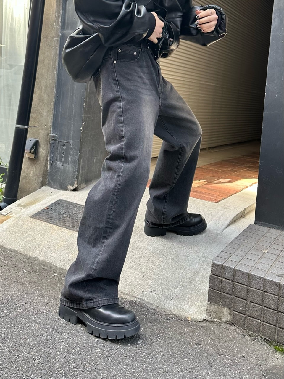 大阪店WEB限定受注制【Chikashitsu +】vintage color wash wide denim pants (3color)