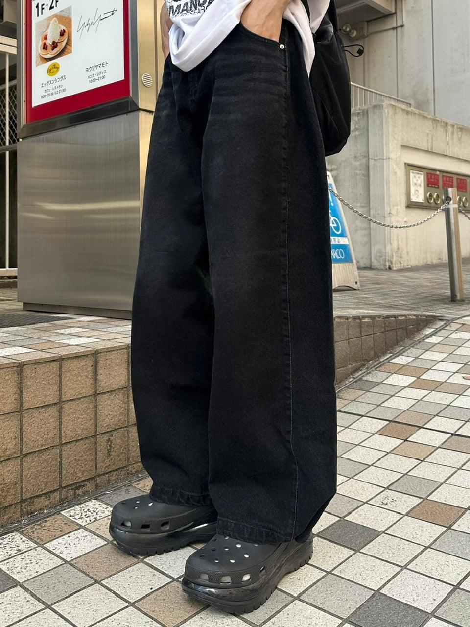 【Chikashitsu +】snap button denim pants (2color)