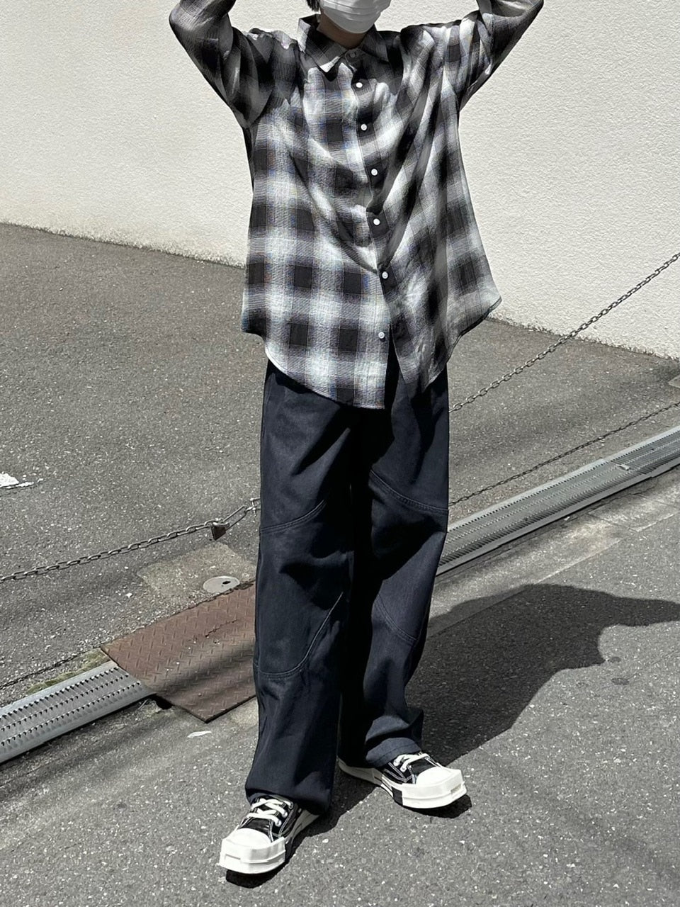 受注制【Chikashitsu +】set up design denim pants (2color)