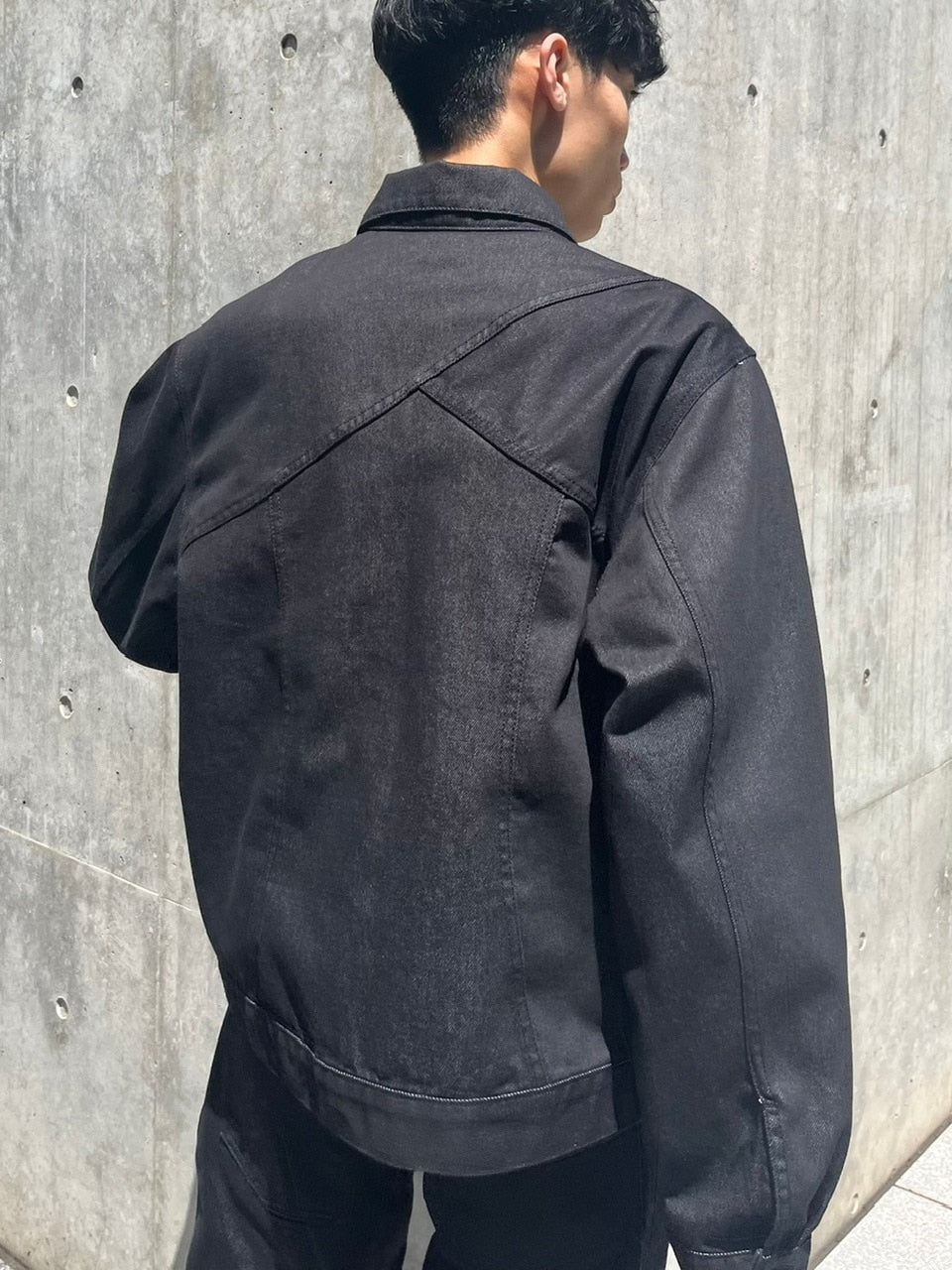 受注制【Chikashitsu +】set up design denim short jacket (2color)