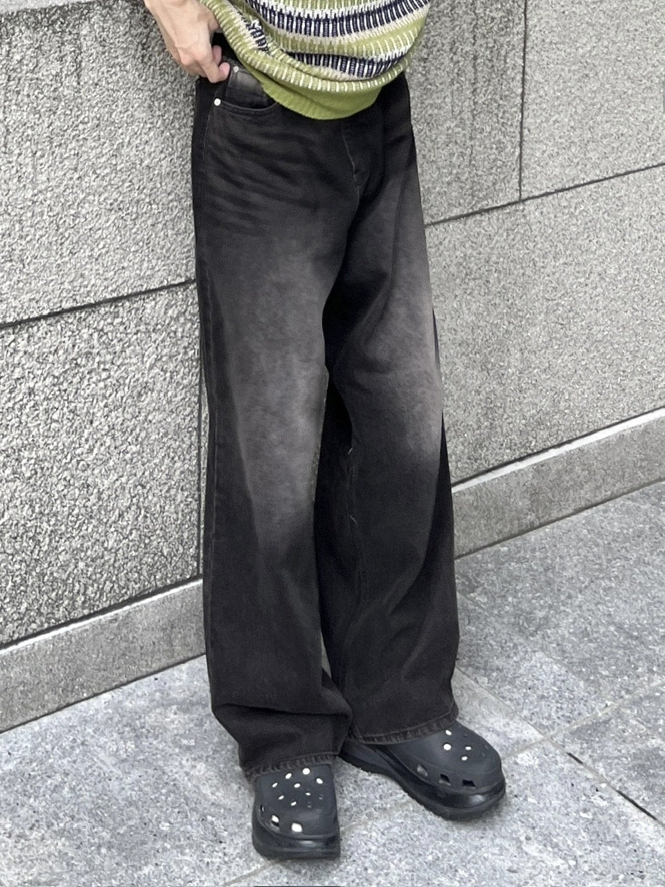 【youll】vintage wash denim wide pants (2color)