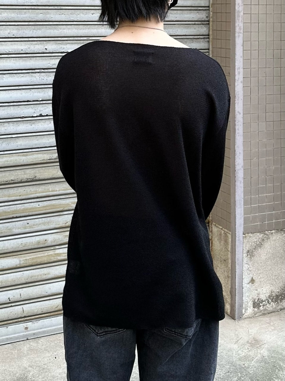 受注制【Chikashitsu +】see-through long sleeve knit (2color) / 【チカシツプラス】シースルー長袖ニット