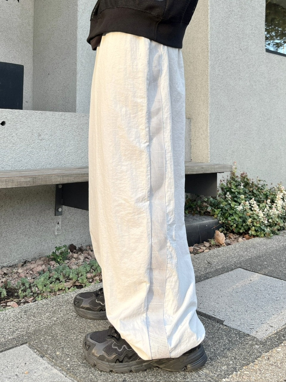 受注制【youll】mesh line wide pants (2color)