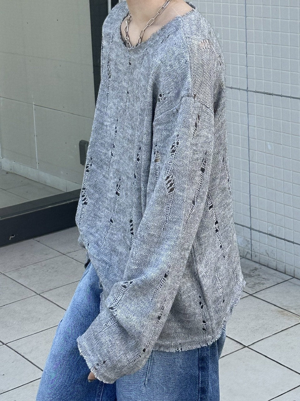 大阪店WEB限定受注制【Chikashitsu +】damage mohair knit (3color)