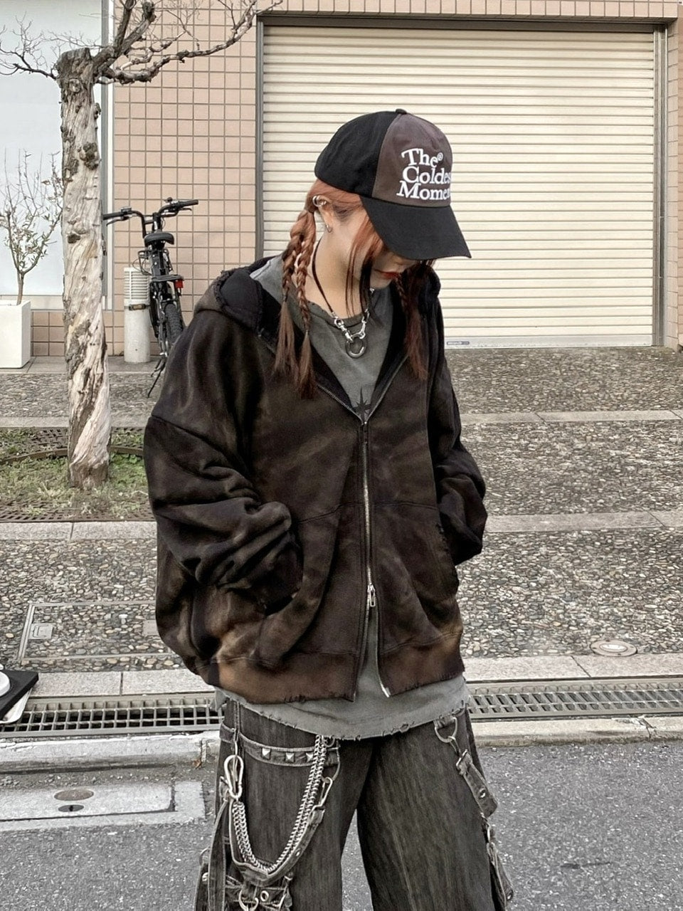 【Never mind the XU】dirty washing zip up hoodie (2color) / 【ネバーマインドザエックスユー】ダーティーウォッシング長袖ジップアップパーカー