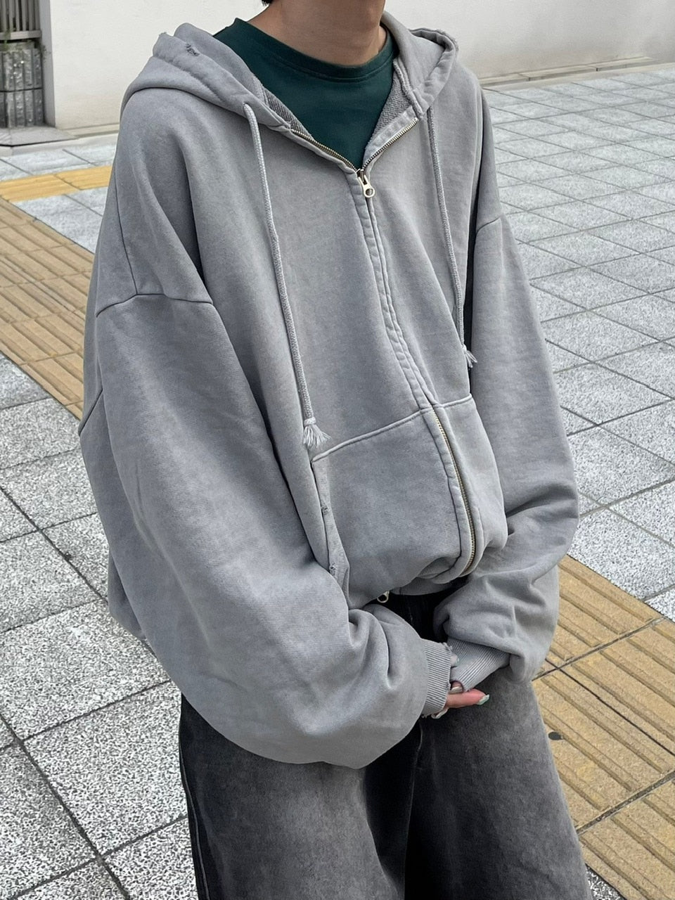大阪店WEB限定受注制【Chikashitsu +】damage zip up hoodie (3color) / 【チカシツプラス】ダメージ長袖ジップアップパーカー