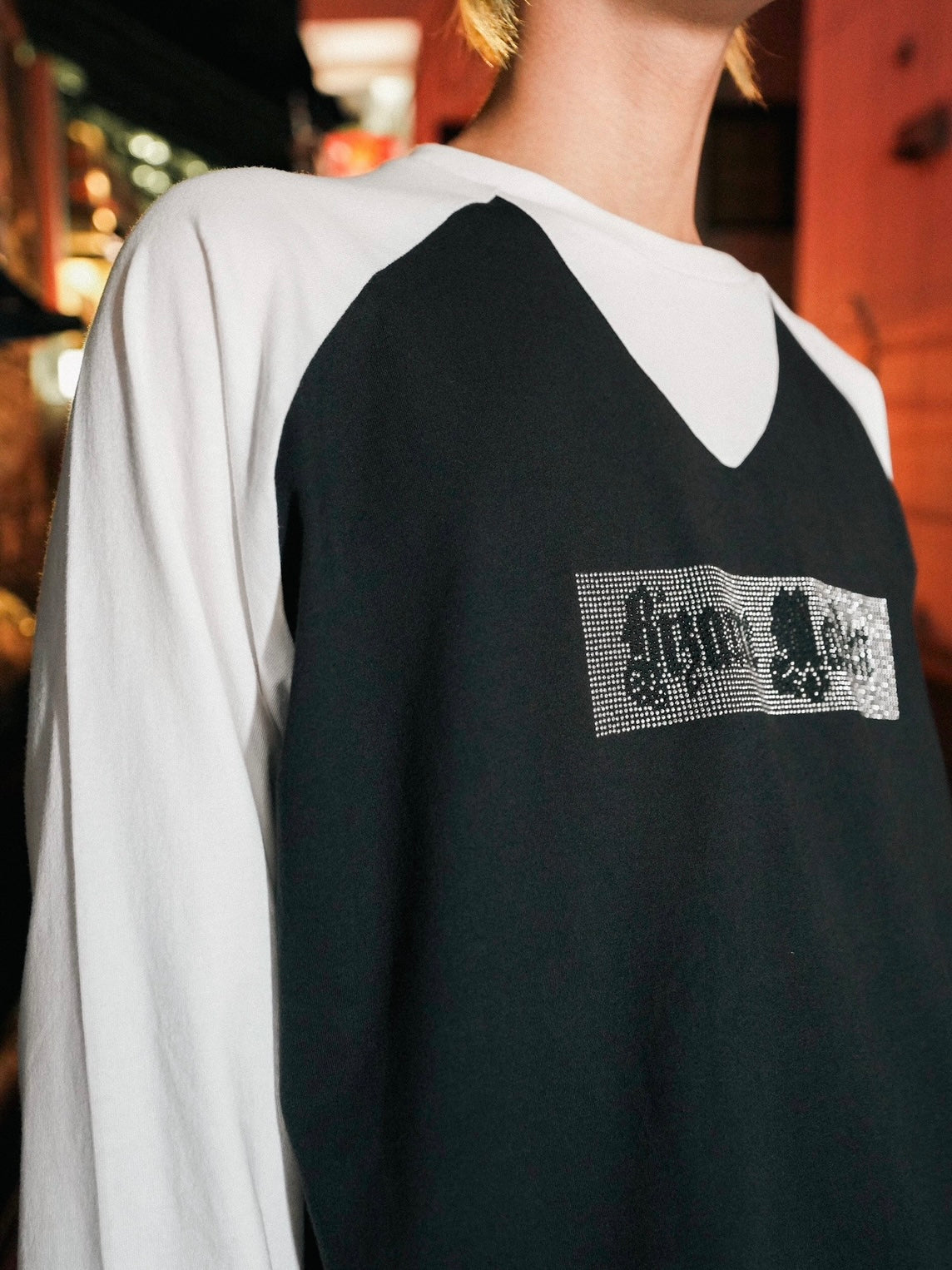 【Bizarre Maiden】rhinestone logo raglan tee (2color) / 【ビザールメイデン】ラインストーンロゴラグラン長袖Tシャツ