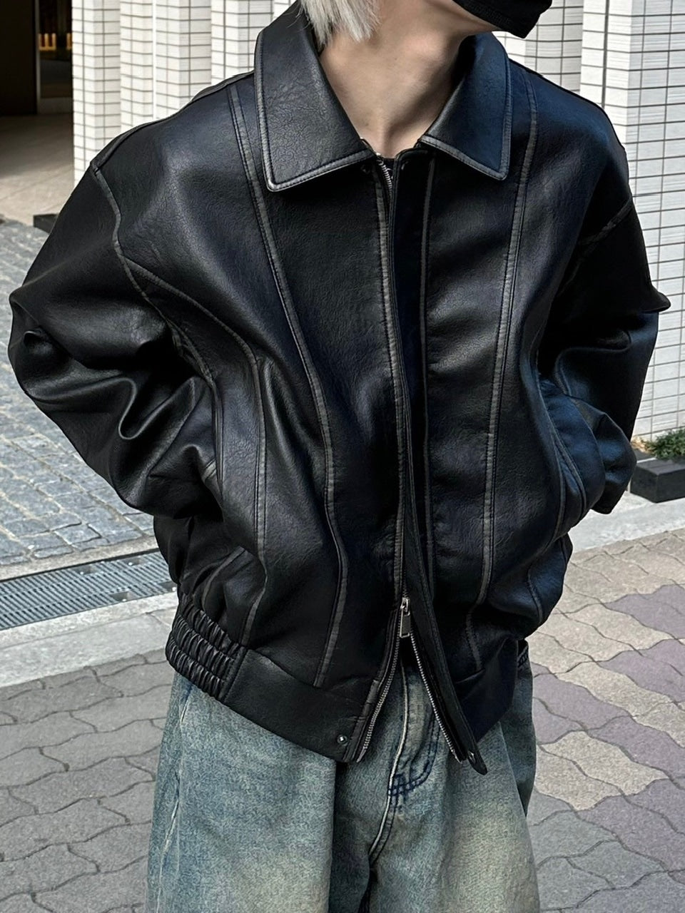 受注制【Chikashitsu +】leather blouson (2color)