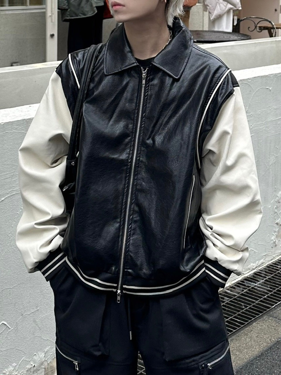 受注制【Chikashitsu +】leather piping jacket (2color)