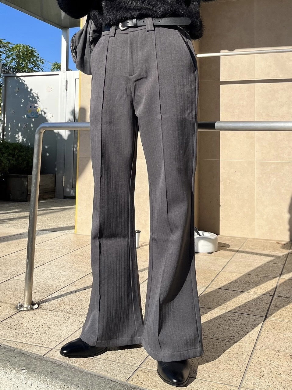 【Chikashitsu +】set up center press flare slacks (2color)