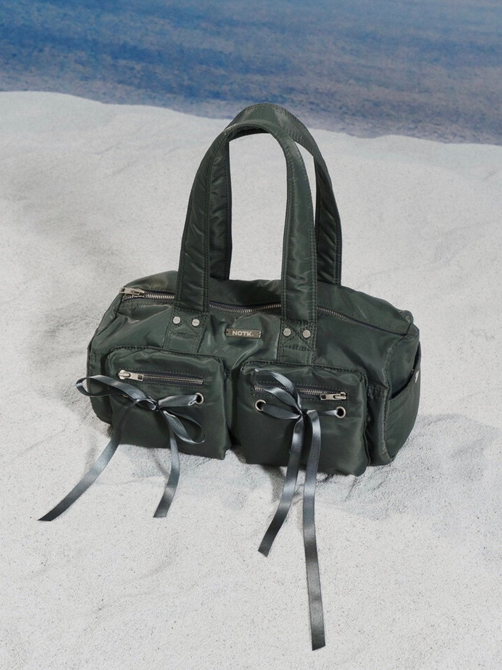 【NOT KNOWING】Double Ribbon Cargo Duffle Bag