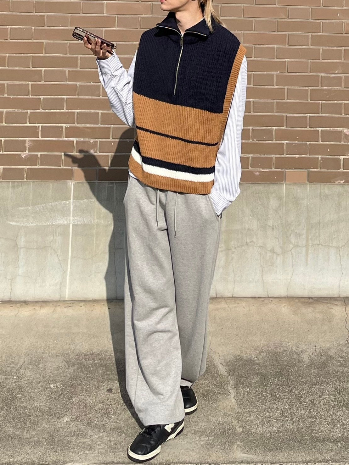 【Chikashitsu +】half zip design vest (3color)