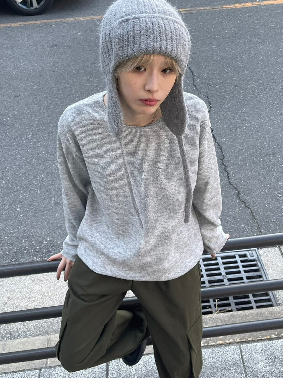【Chikashitsu +】unisex over knit (4color) / 【チカシツプラス】ユニセックスオーバーサイズ長袖ニット