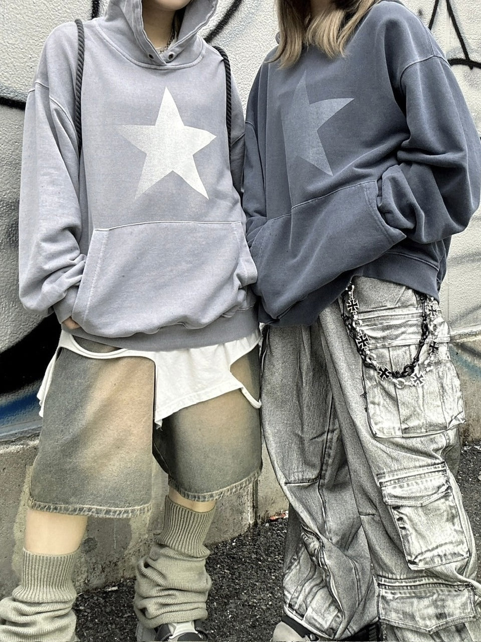 受注制【Never mind the XU】fade star hoodie (3color)