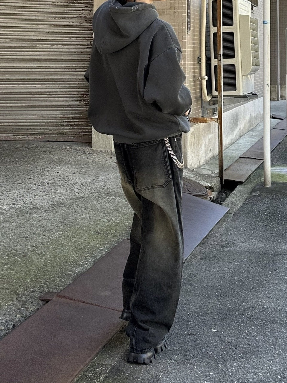 大阪店WEB限定受注制【Chikashitsu +】vintage wash curve denim pants