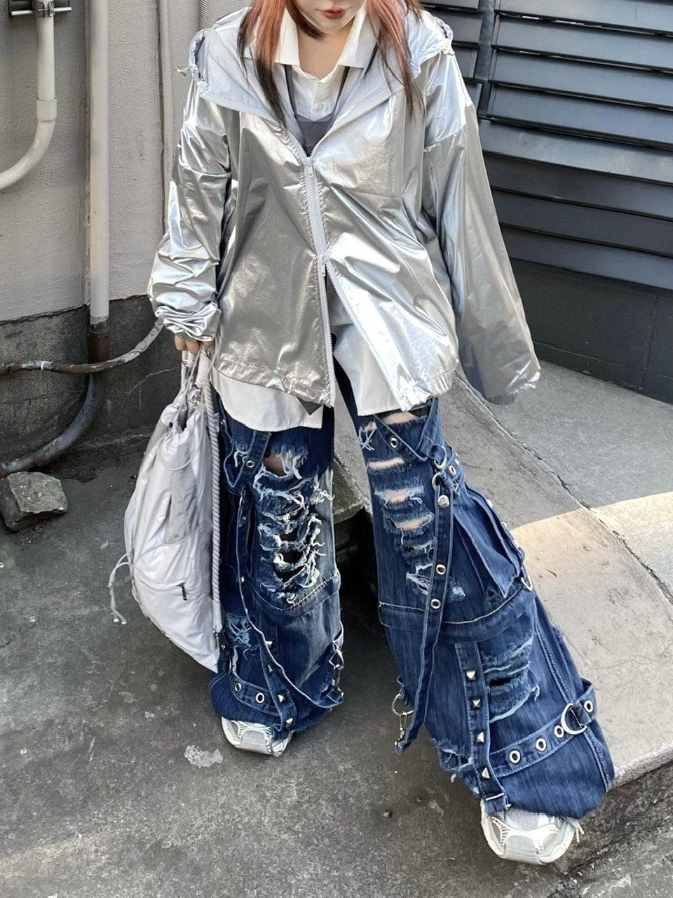 受注制【Never mind the XU】metallic hood jacket (2color)