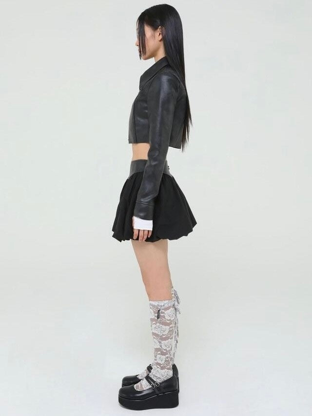 【Uglyshadow】VINTAGE LEATHER PUMPKIN SKIRT