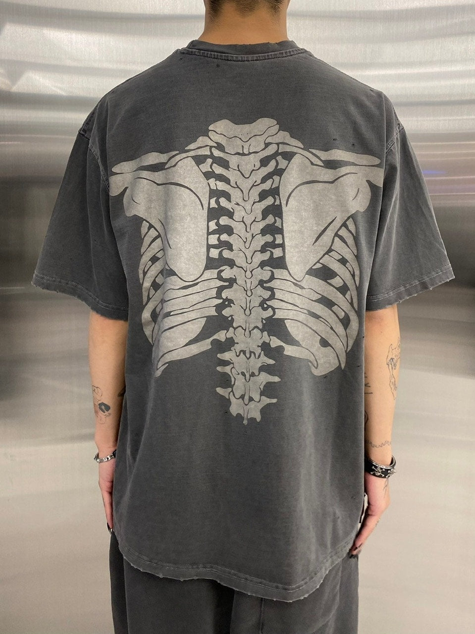 【Never mind the XU】skeleton tee / 【ネバーマインドザエックスユー】スケルトンプリント半袖Tシャツ