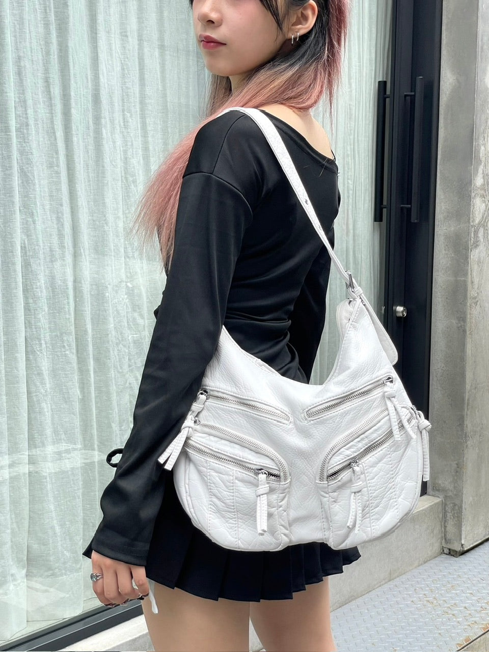 受注制【Never mind the XU】leather shoulder bag (2color) / 【ネバーマインドザエックスユー】レザーショルダーバッグ