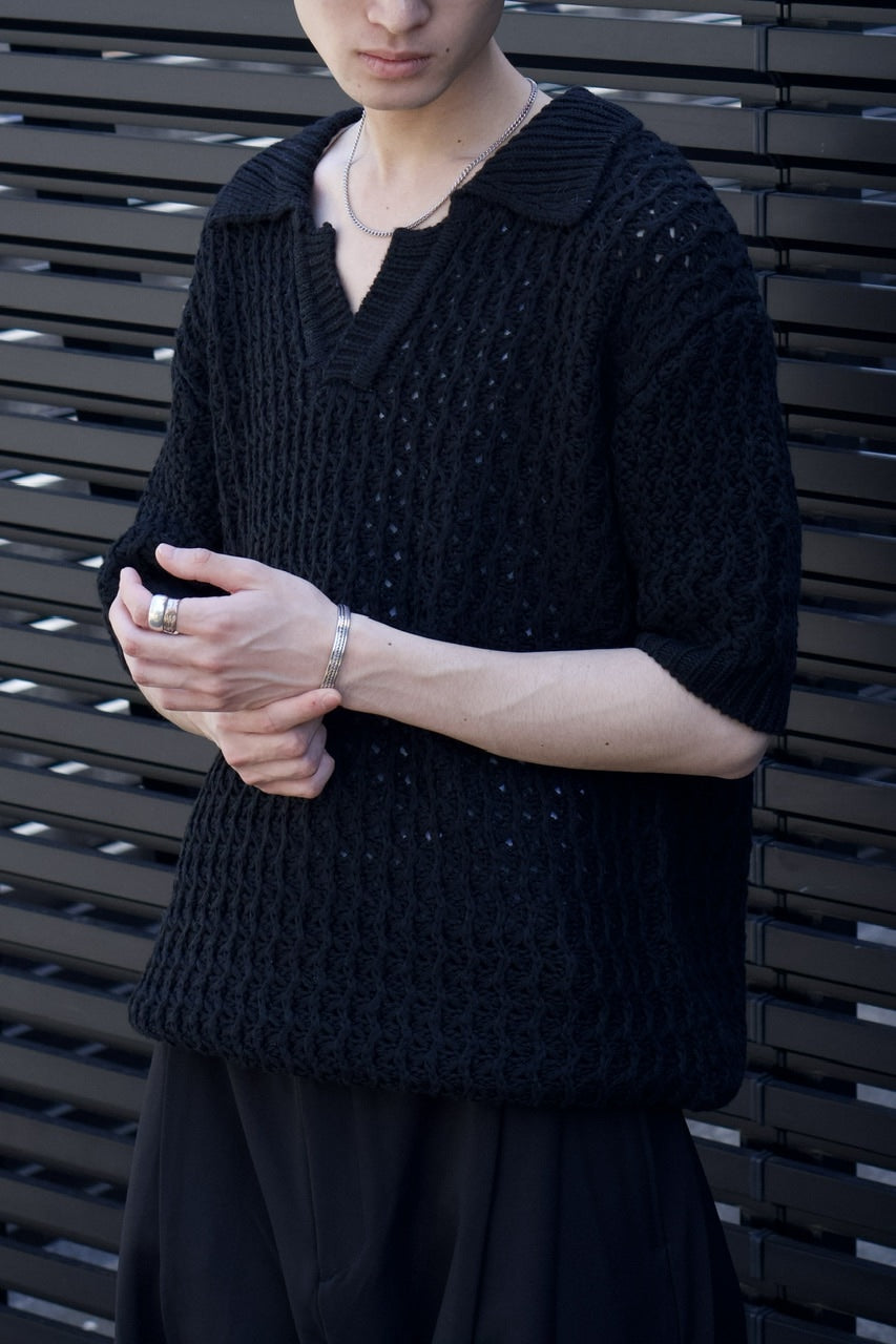 東京店WEB限定受注制【Chikashitsu +】skipper mesh knit polo (3color)