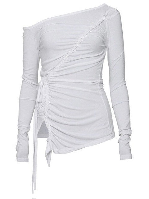 【FLAREUP】Handmade Twisted One-Shoulder Long Sleeve / 【フレアアップ】ハンドメイドツイストワンショルダー長袖Ｔシャツ