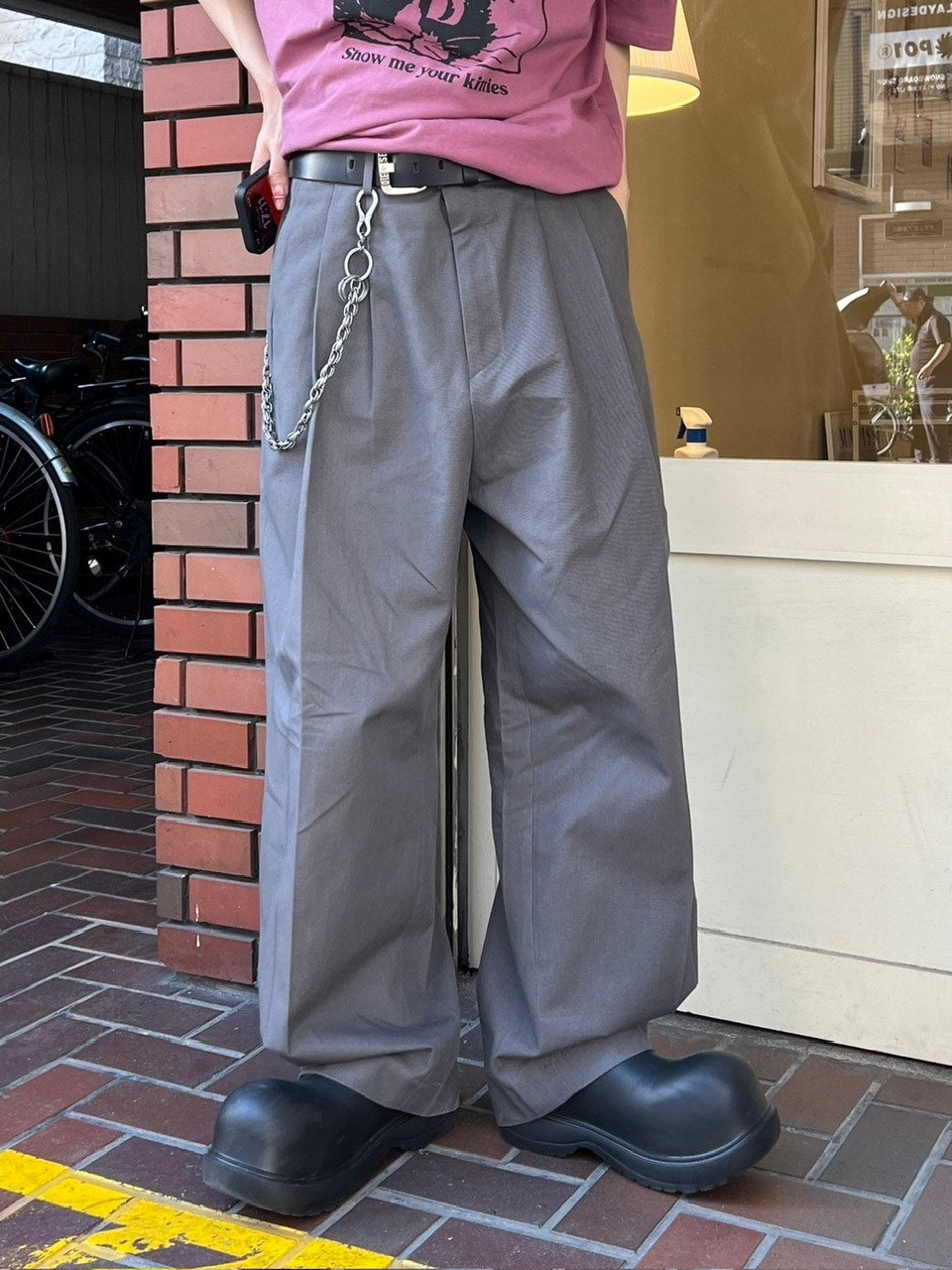 大阪店WEB限定受注制【Chikashitsu +】2tuck wide cotton pants (2color)