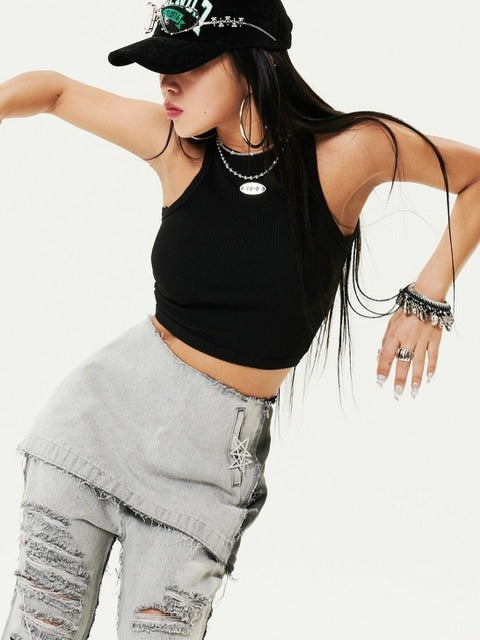 【HOLY NUMBER 7】Women's Dancer Crop Tank Top / 【ホーリーナンバーセブン】ダンサークロップロゴプリントタンクトップ