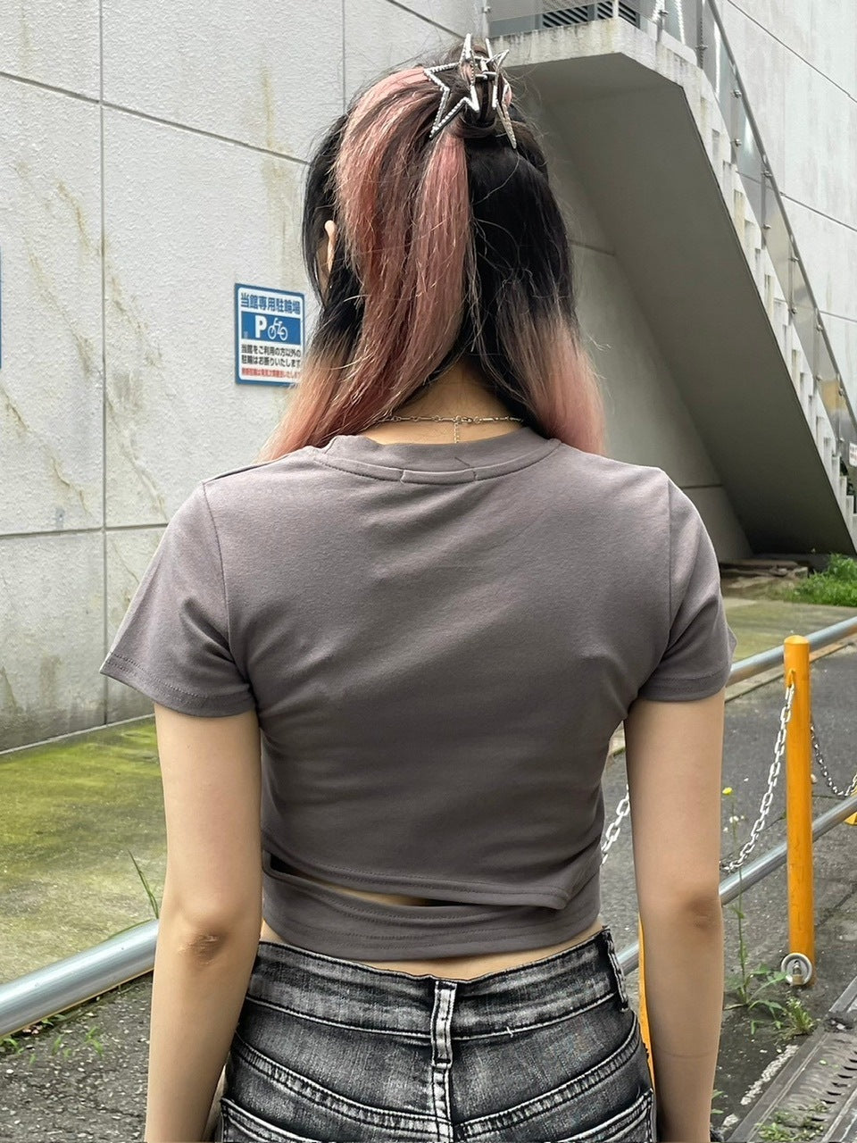 【Never mind the XU】butterfly print cropped tee (3color)