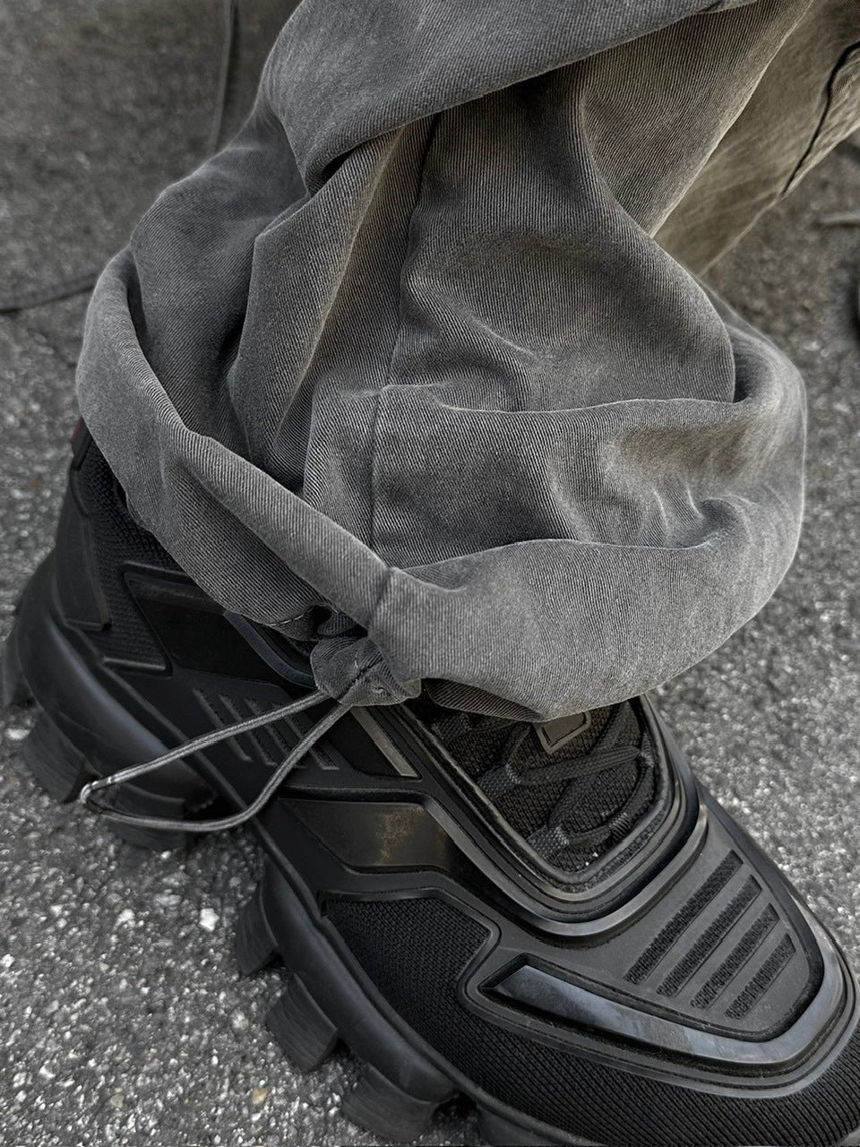 受注制【Chikashitsu +】pigment wash side rope cargo pants (2color)