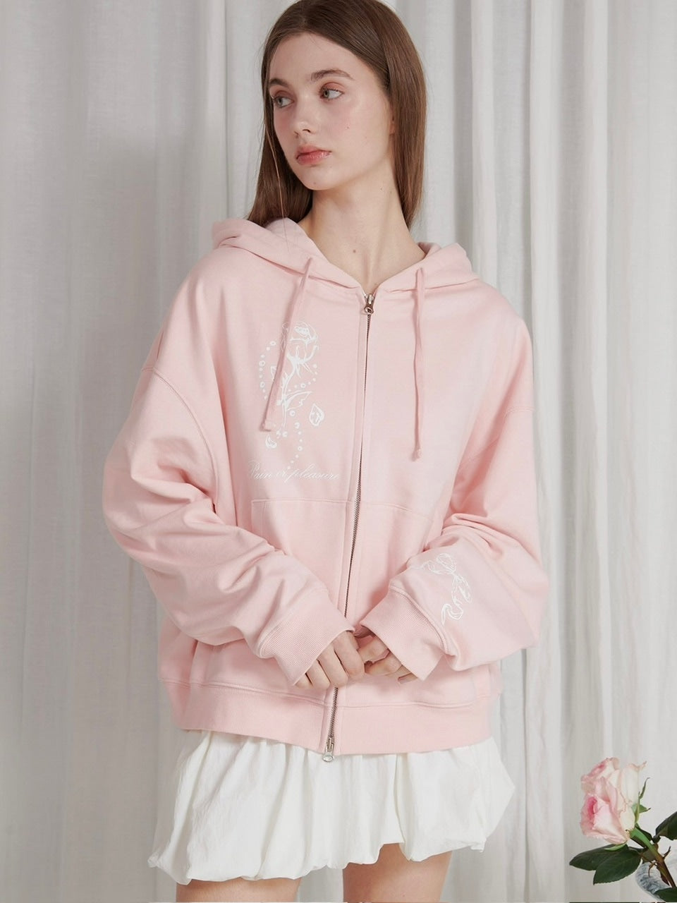 【PAIN OR PLEASURE】ROSE 2WAY HOOD ZIP UP