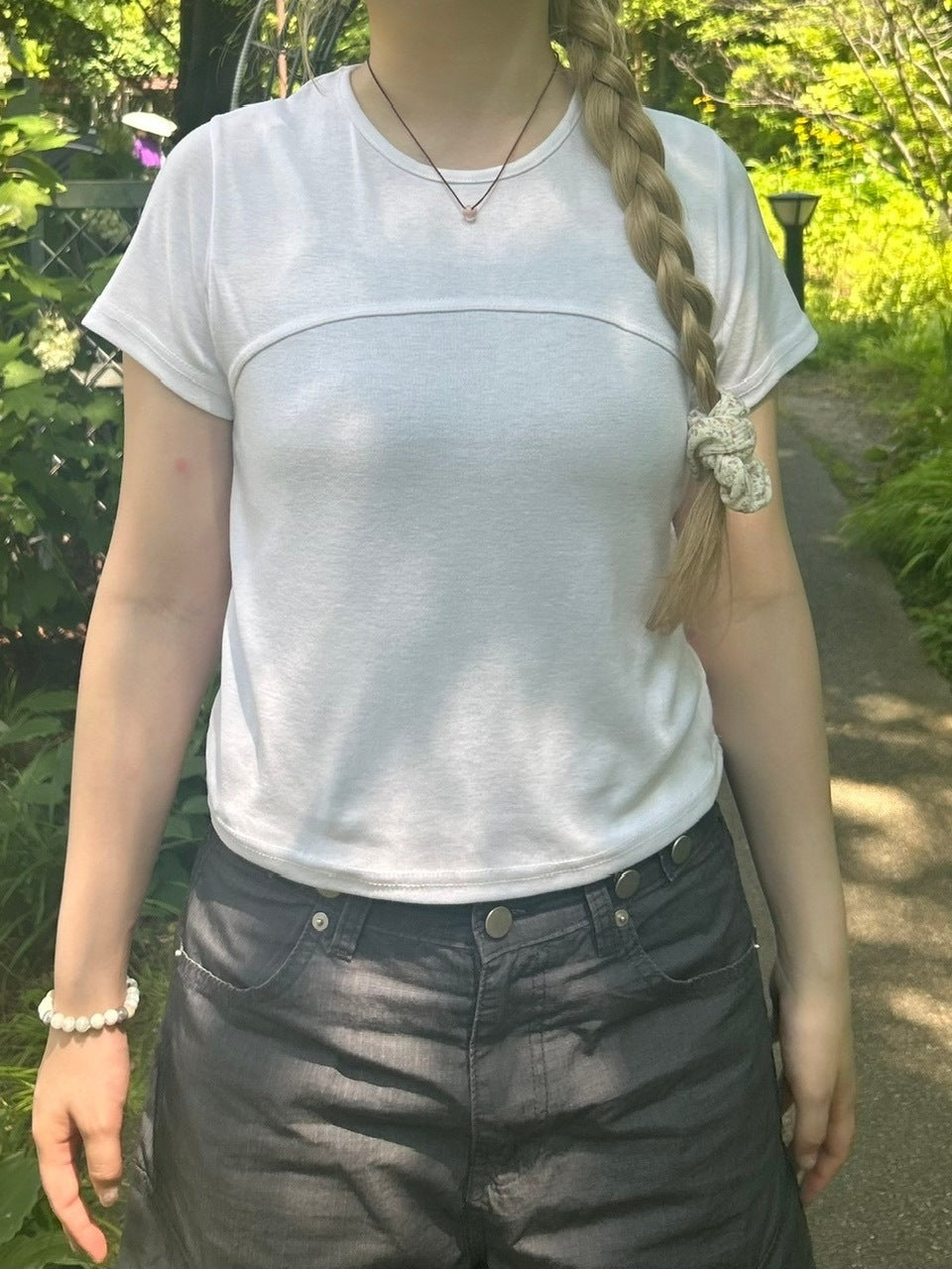 受注制【OaKS】cropped half sleeve t-shirt (3color)